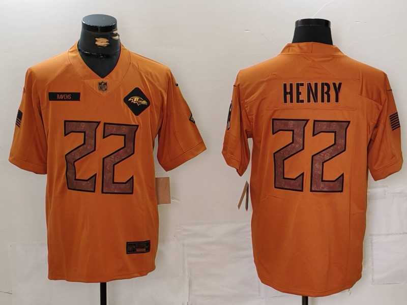 Men%27s Baltimore Ravens #22 Derrick Henry Brown 2023 Salute To Service Limited Stitched Jersey Dzhi->chicago bears->NFL Jersey